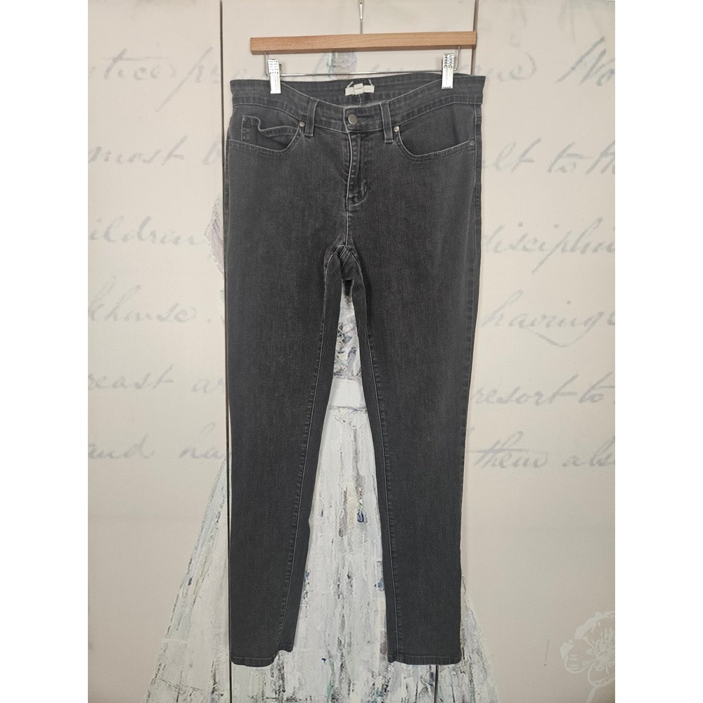 Eileen Fisher Womens Organic Cotton Skinny Jeans Faded Black Size 10 Made in USA